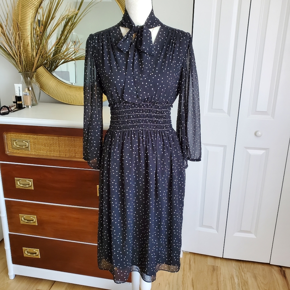 Max Studio black white polka dot chiffon dress